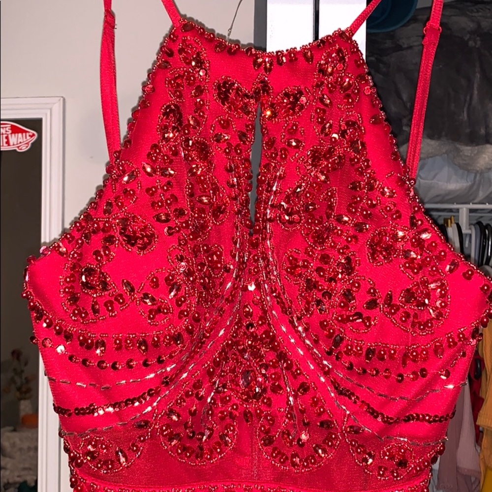 Red prom dress with jewels - Picture 4 of 5